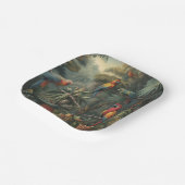 オウムとパイナップルの植物的なシーン ペーパープレート (傾斜あり)