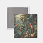 オウムとパイナップルの植物的なシーン マグネット (正面/裏面)