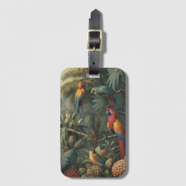 オウムとパイナップルの植物的なシーン ラゲッジタグ