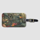 オウムとパイナップルの植物的なシーン ラゲッジタグ (正面横)