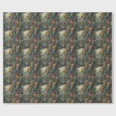 オウムとパイナップルの植物的なシーン ラッピングペーパー (フラット)