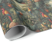オウムとパイナップルの植物的なシーン ラッピングペーパー (ロールコーナー)