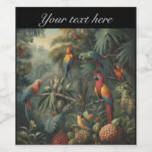 オウムとパイナップルの植物的なシーン ワインラベル (シングルラベル)