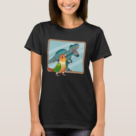 オウムとレックスの反射 I グリーン チーク パイナップル コ Tシャツ (正面)