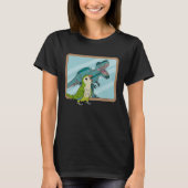 オウムとレックスの反射 I 緑のワカケホンセイインコの鳴き声 Tシャツ (正面)
