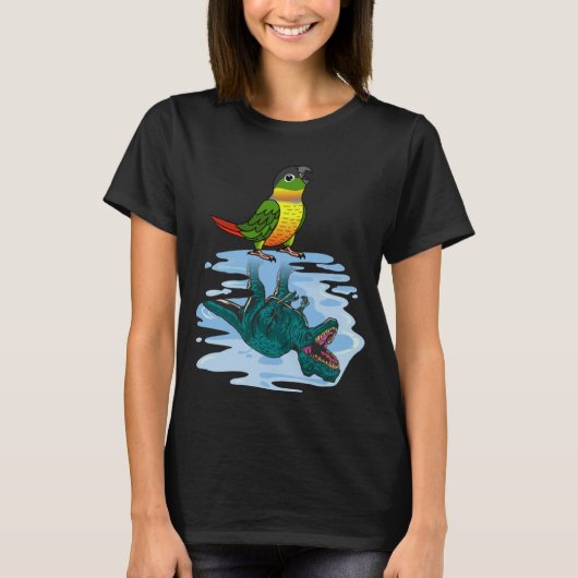 オウムとレックス反射I黄色の側面を持つ緑の頬 Tシャツ (正面)