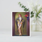 オウムと女の子の後ろの金ゴールドドアのピン立て ポストカード (スタンド正面)