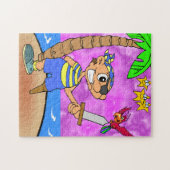 オウムと星ジグソーを使った漫画の海賊パズル ジグソーパズル (横)