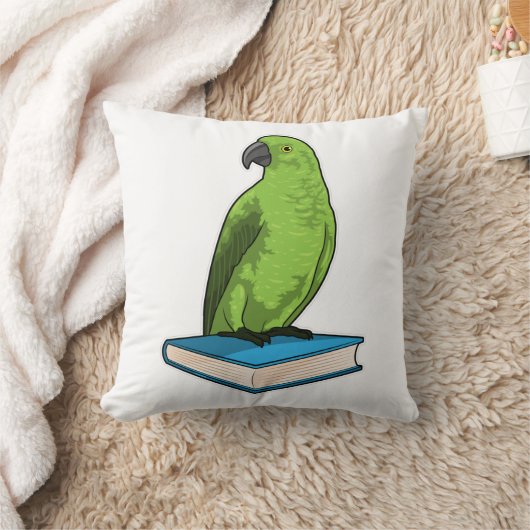 オウムと本 クッション (ブランケット)