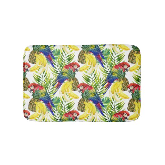 オウムと熱帯の果物 バスマット (正面)
