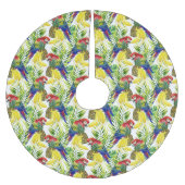 オウムと熱帯の果物 ブラッシュドポリエステルツリースカート (正面)