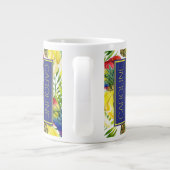 オウムと熱帯の果物|名前の追加 ジャンボコーヒーマグカップ (裏面)