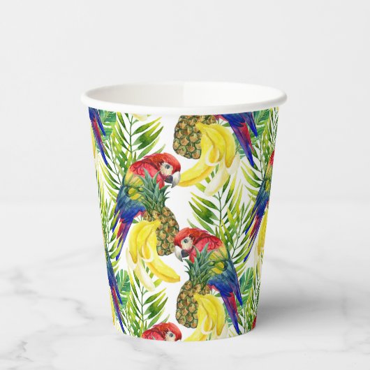 オウムと熱帯果物 紙コップ (左)