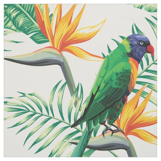 オウムと花 ファブリック (見本)