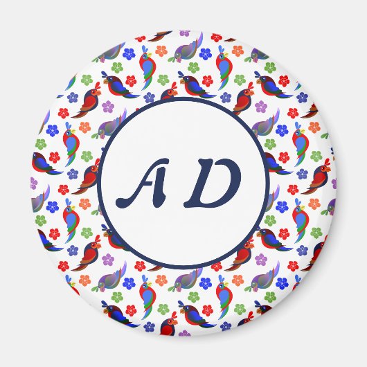 オウムと花 マグネット (正面)