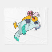 オウムにコーヒーを入れる フリースブランケット (正面(横))