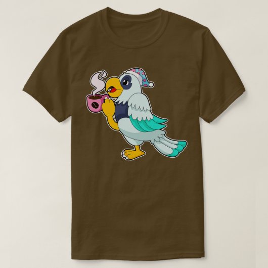 オウムにコーヒーを入れる Tシャツ (デザイン正面)