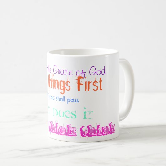 オウムのアルコール中毒者更生会のスローガンのマグ コーヒーマグカップ (正面右)