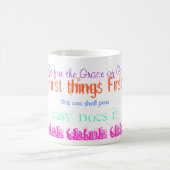 オウムのアルコール中毒者更生会のスローガンのマグ コーヒーマグカップ (中央)