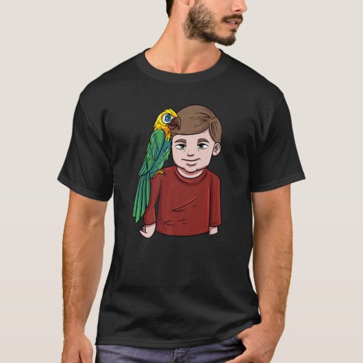 オウムのインコを連れた少年 Tシャツ (正面)