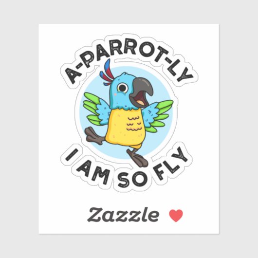 オウムのオウムは私は非常にフライ動物のおもしろいオウムのプリン シール (シート)