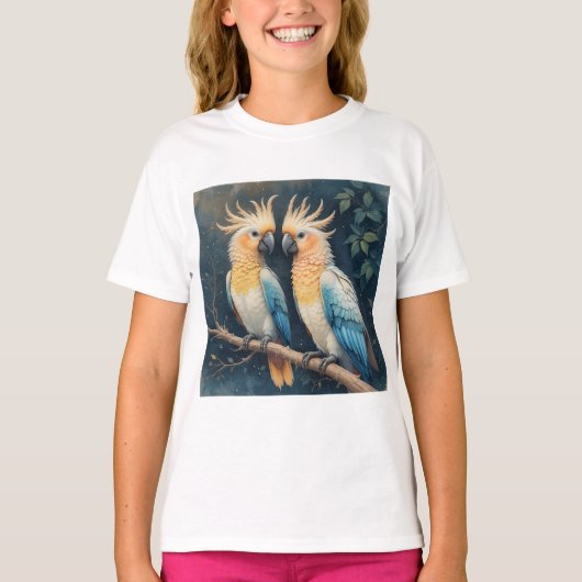 オウムのカップル Tシャツ (正面)