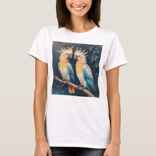 オウムのカップル Tシャツ (正面)