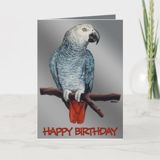 オウムのカードをパーソナライズ アフリカグレイのグリーティングカード カード (正面)