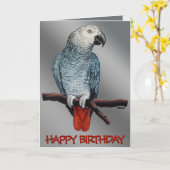 オウムのカードをパーソナライズ アフリカグレイのグリーティングカード カード (黄色い花)