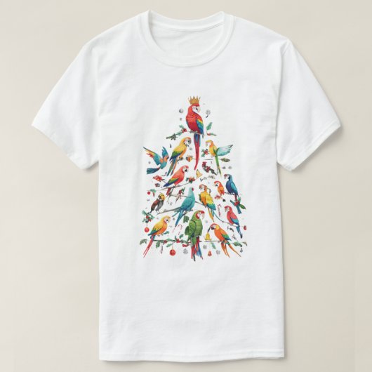 オウムのクリスマスツリーTシャツ Tシャツ (デザイン正面)