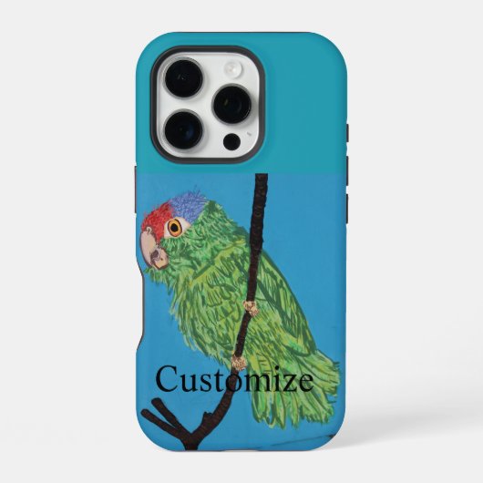 オウムのグリーンケース iPhoneケース (裏面)