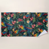 オウムのジャングル ビーチタオル (正面)