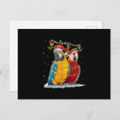 オウムのトナカイクリスマスライトクリスマスオーナメント ポストカード (正面/裏面)