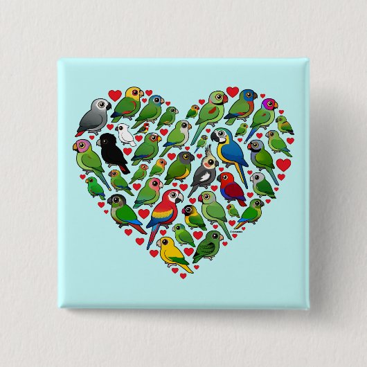 オウムのハート 缶バッジ (正面)