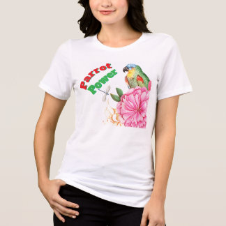 オウムのパワー女性のTシャツ(オウムカラフル付) トライブレンドTシャツ