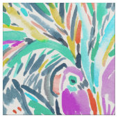 オウムのパーティーのお洒落な熱帯水彩画パターン ファブリック (クローズアップ)