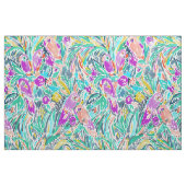 オウムのパーティーのお洒落な熱帯水彩画パターン ファブリック (ファットクウォーター)