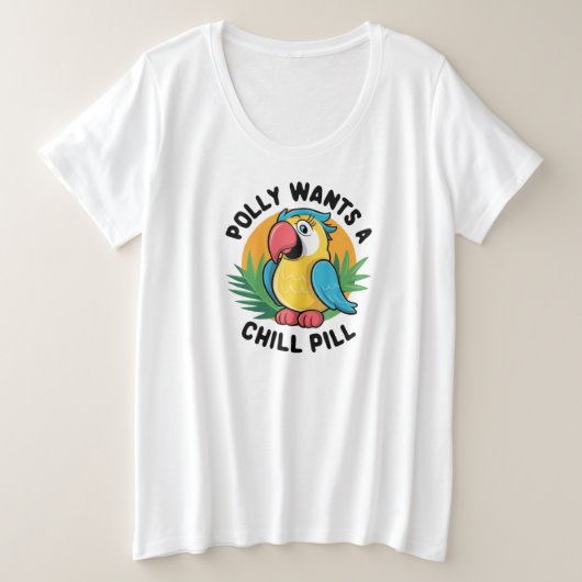 オウムのポリー デザイン プラスサイズTシャツ (デザイン正面)