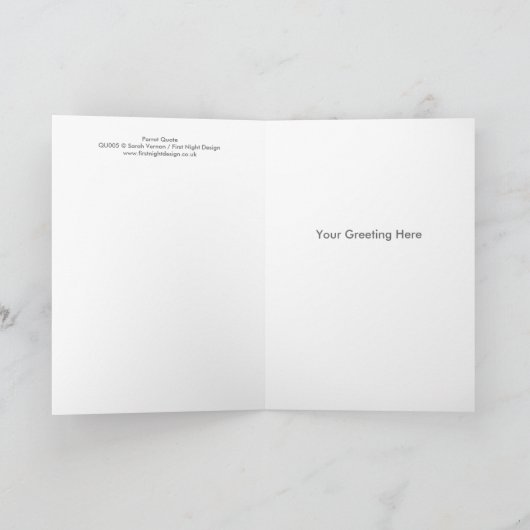 オウムの引用文の挨拶状 カード (内部)