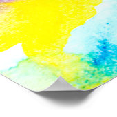 オウムの木、鳥の抽象芸術明るい水の色gr ポスター (角)