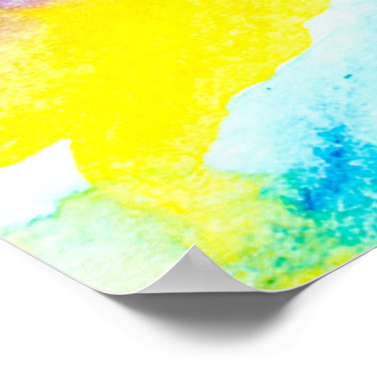 オウムの木、鳥の抽象芸術明るい水の色gr ポスター (角)