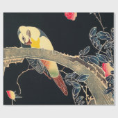 オウムの枝に咲くバラ ラッピングペーパー (フラット)