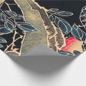 オウムの枝に咲くバラ ラッピングペーパー (角)