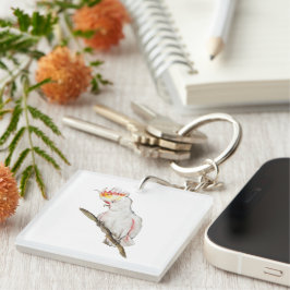 オウムの水色スケッチ キーホルダー