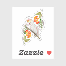 オウムの水色スケッチ シール