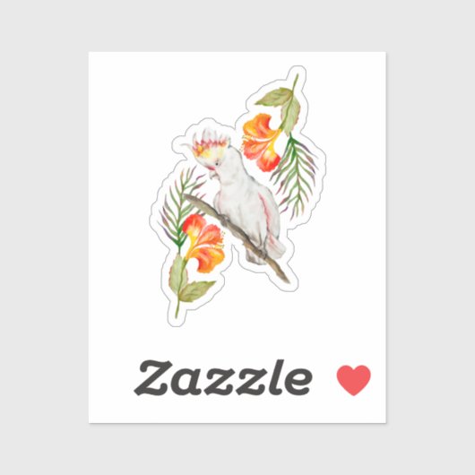 オウムの水色スケッチ シール (シート)