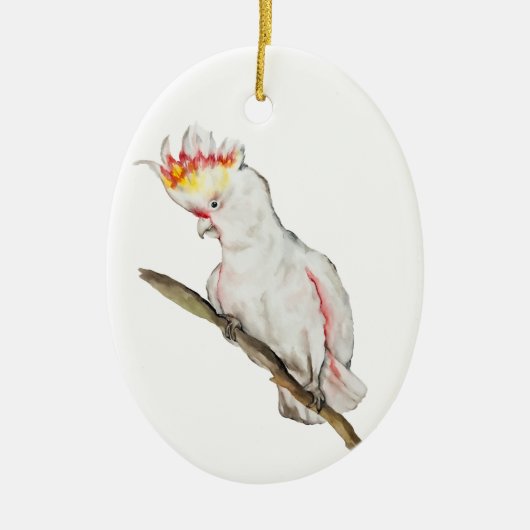 オウムの水色スケッチ セラミックオーナメント (正面)