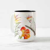 オウムの水色スケッチ ツートーンマグカップ (正面左)