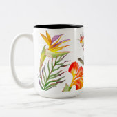 オウムの水色スケッチ ツートーンマグカップ (左)