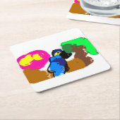 オウムの生活の夏 スクエアペーパーコースター (アングル)